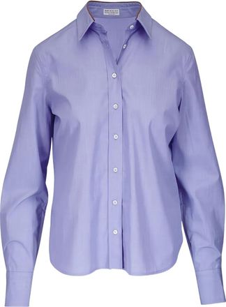 Brunello Cucinelli long sleeve shirt - women - Cotton - S - Blue