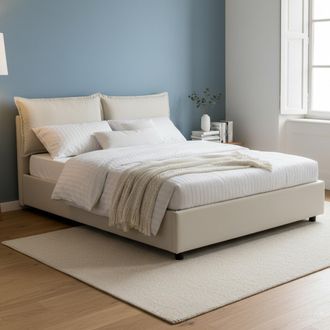 Talamo Italia Dmora - Cama Matrimonial Dgnahor, Cama Contenedor Con Revestimiento De Tela, 100% Made In Italy, Apertura Frontal, Adecuado Para Colch&oacute;n Cm 140x200, B