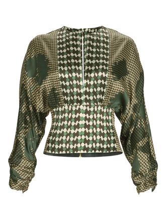 Silvia Tcherassi Lizzy printed blouse - women - Elastane/Silk - L - Green