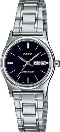 Casio Womens Black Dial Analog Watch Stainless Steel Bracelet - LTP-V006D-1B2UDF-NOBX-EW