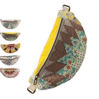 Generic Vintage-Inspired Patchwork Quilted Sling Bag, Handmade Quilted Bohemian Shoulder Satchel With Adjustable Strap, Lightweight Curved Design (B)