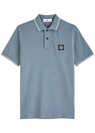 Stone Island Piqué Cotton Polo Shirt - Dark Blue - S
