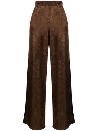 Os&eacute;ree lurex-detail high-waisted trousers - Brown