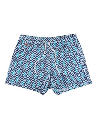 Kiton Zwembroek met geometrische print - Blauw