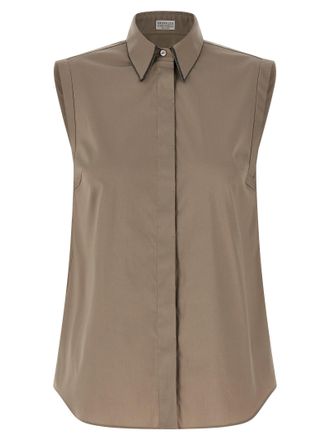 Brunello Cucinelli Sleeveless Shirt Shirt And Blouse Brown