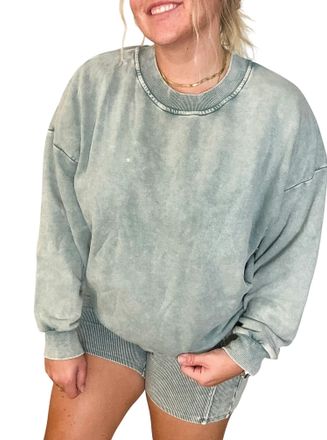 Le Lis Blanc Deux Sea Spray Oversized Pullover In Sage