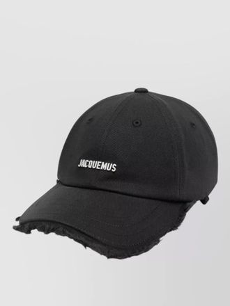 Jacquemus casual hat curved peak frayed edge eyelets