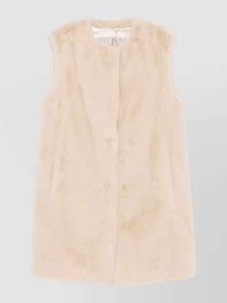 Herno mid length faux fur round neck gilet