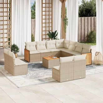 vidaXL Set De Sof&aacute;s De Jard&iacute;n 12 Pzas Y Cojines Rat&aacute;n Sint&eacute;tico Marr&oacute;n Vidaxl