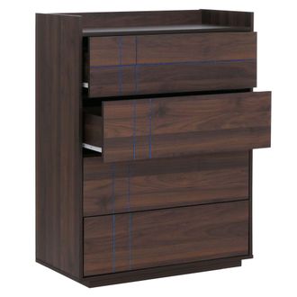 Hhg [nunca Usado] C&oacute;moda Hhg-862, Aparador, 4 Cajones Con Apertura Por Presi&oacute;n, Mdf 107 X 80 X 40 Cm, Acabado En Nogal