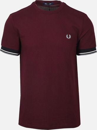 Fred Perry Mens FRED PERRY TWIN TIPPED CUFFED T-SHIRT OXBLOOD - Red/Purple - Size: 42