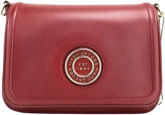 Marc Jacobs Marc Jacobs Medium Metal Signet Syrah Smooth Leather Flap Crossbody Purse Womens Bag