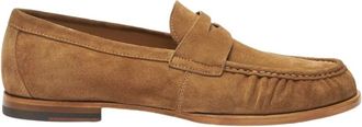 Scarosso Schoenen, Heren, Bruin, 42 EU, Leer, Handgemaakte Suede Penny Loafers