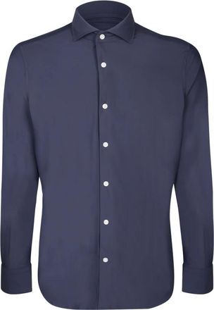 Dell'Oglio Shirt - Heren - Casual Overhemden - Blauw - XL - Leer - Overhemden