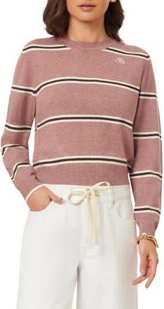 Scotch & Soda Crop Pullover Crewneck Sweater in Rose Brown Sandwich Stripe at Nordstrom Rack, Size X-Small