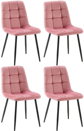 Clp Set de 4 sillas con patas de metal y asiento en Terciopelo Rosa