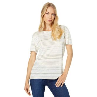 Splendid Skyla T-Shirt Women White Perissa Print Linen Blend Short Sleeve JZZ199