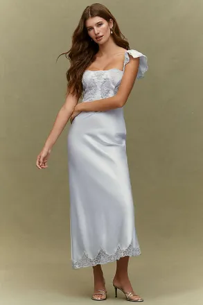 LoveShackFancy Silk Blend Karmine Maxi Slip Dress