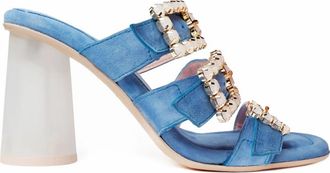 Ras Blauwe Amalfi Sandalen - Dames - Muiltjes - Blauw - 35 EU - Su&egrave;de - Schoenen