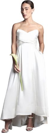 Coast Bandeau High Low Satin Wedding Dress, 12, Ivory