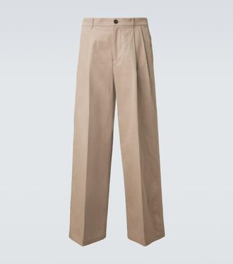 Jil Sander Pleated cotton wide-leg pants