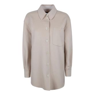 Fabiana Filippi Lange blouse van dubbele wol - Dames - Overhemden - Beige - S - Wol - Overhemden