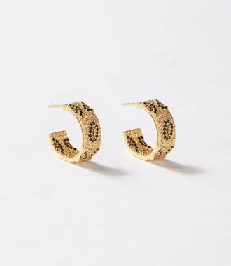 Native Gem Leopard Crystal Hoop Earrings In Gold