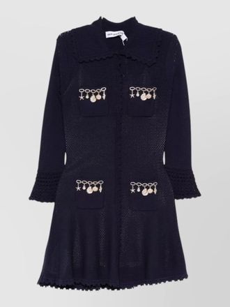 Self Portrait crochet dress charm detail pointelle knit