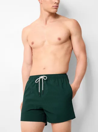 OAS Mens Bottle-green seersucker ripstop swim trunk