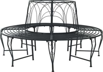 vidaXL Banco De &Aacute;rbol 8-n&uacute;mero De Plazas &Oslash; 160 X 89 Cm Acero Negro Vidaxl