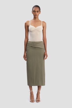 Victoria Beckham Wrap Skirt In Sage Melange - 10 - Womens