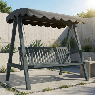 OUTSUNNY 3 Seater Garden Swing Seat with Canopy, Grey