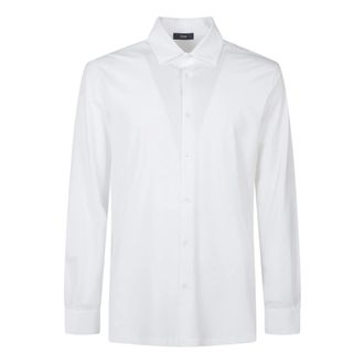 Herno Shirt van Superfine Katoen Stretch - Heren - Zakelijke Overhemden - Wit - L - Katoen - Overhemden