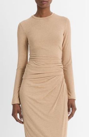 Vince Side Drape Crewneck Top in H Cashew at Nordstrom Rack, Size X-Large
