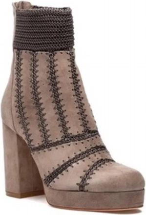 Silent D Womens Yasmin Platform Booties In Taupe Suede