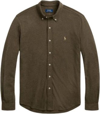 Ralph Lauren Polo Shirt - Heren - Casual Overhemden - Groen - M - Katoen - Overhemden