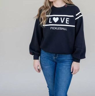 Madison New York Pickleball Love Long Sleeve Sweatshirt In Black