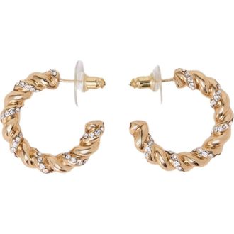 Maje Twisted rhinestone hoop earrings in Gold at Nordstrom