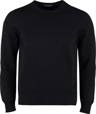 Drumohr Geribbelde Katoenen Crew-Neck Sweater - Heren - Ronde hals truien - Blauw - XL - Katoen - Truien & Vesten