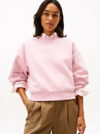Tommy Hilfiger Sweatshirt TOMMY HILFIGER CORP LOGO MDRN SWTSRT, Damen, Gr. XXL (44), pink, Sweatware, Obermaterial: 63% Baumwolle, 37% Polyester, bedruckt, regular f