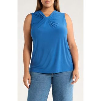 Kasper Drapey Sleeveless Shell Top in Blue Night at Nordstrom, Size 3X