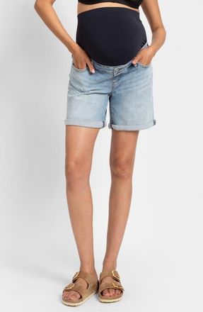 Seraphine Over the Bump Denim Maternity Shorts in Light Vintage at Nordstrom, Size 2