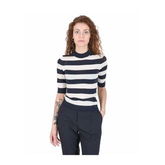 HUGO BOSS Hugo, Round-neck Knitwear, female, Multicolor, Size: XS Mock Neck Short Sleeve Sweater