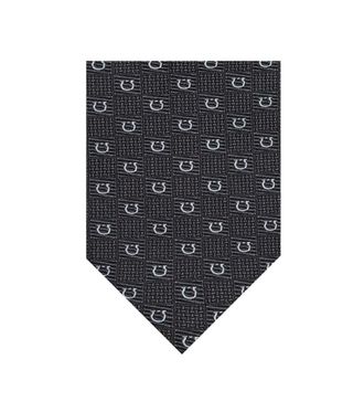Ferragamo Dark Grey Gancini Textured Tie