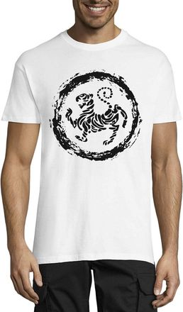 Generic Shotokan Karate Martial Arts Tiger Graphic Crew Neck Cotton Mens T-Shirt White Large