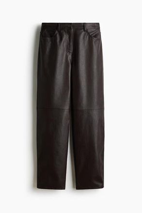 H&M Barrel-leg Coated Trousers in Dark Brown at Nordstrom, Size 10