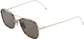 Thom Browne Acetate en Titanium Rechthoekige Aviator Zonnebril - unisex - Zonnebrillen - Veelkleurig - 51 MM - Accessoires