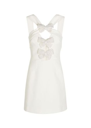 Rebecca Vallance Hermoine Bow-embellished Crepe Mini Dress - Ivory - 12 (UK12 / M)
