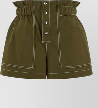 Marni gabardine shorts button detail contrast stitching