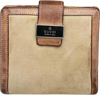 Gucci Pre-owned Canvas Portemonnee - unisex - Vintage Accessoires - Beige - ONE Size - Vintage